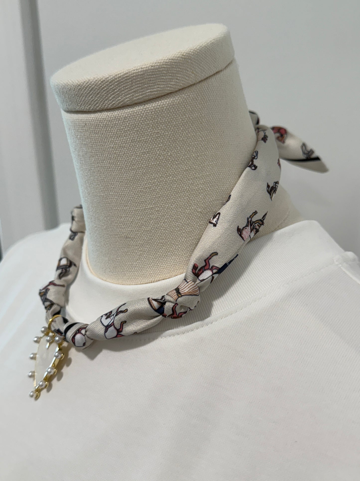 Scarf Charm Necklace - Classic Equestrian Neutral