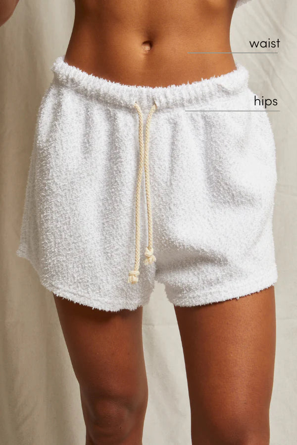 dani summer boucle drawstring short by perfectwhitetee - white