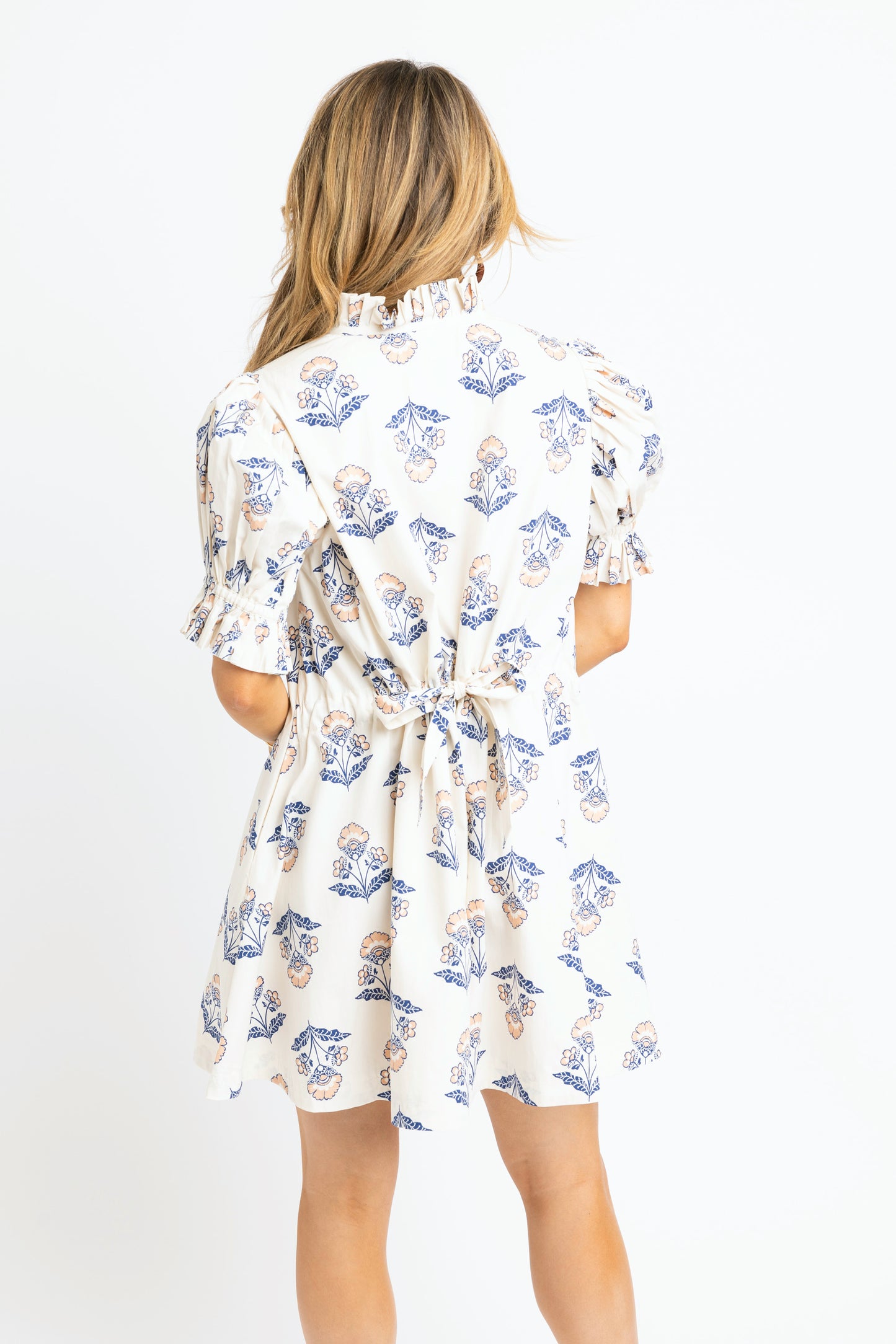 Vintage Floral Pleat Sleeve Tie Back Dress by Karlie
