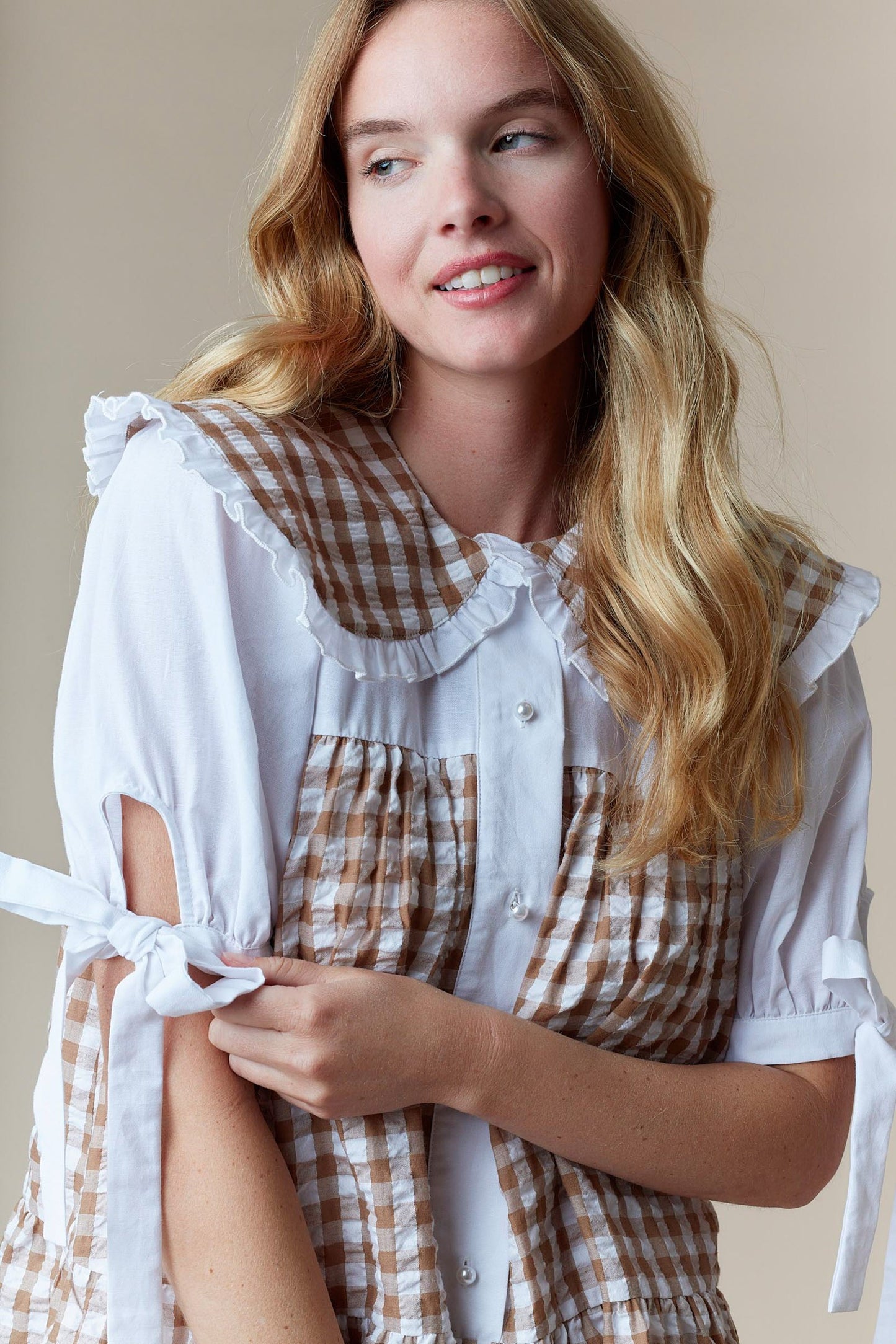 Gingham Printed Tiered Mini Dress