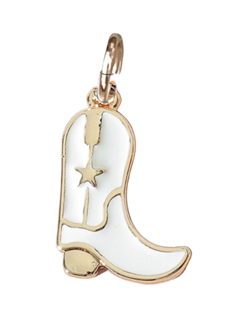 White Enamel Cowboy Boot Charm