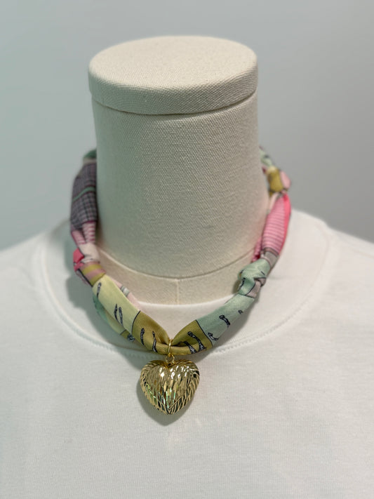 Scarf Charm Necklace - Single
Charm Pastels + Golden Heart