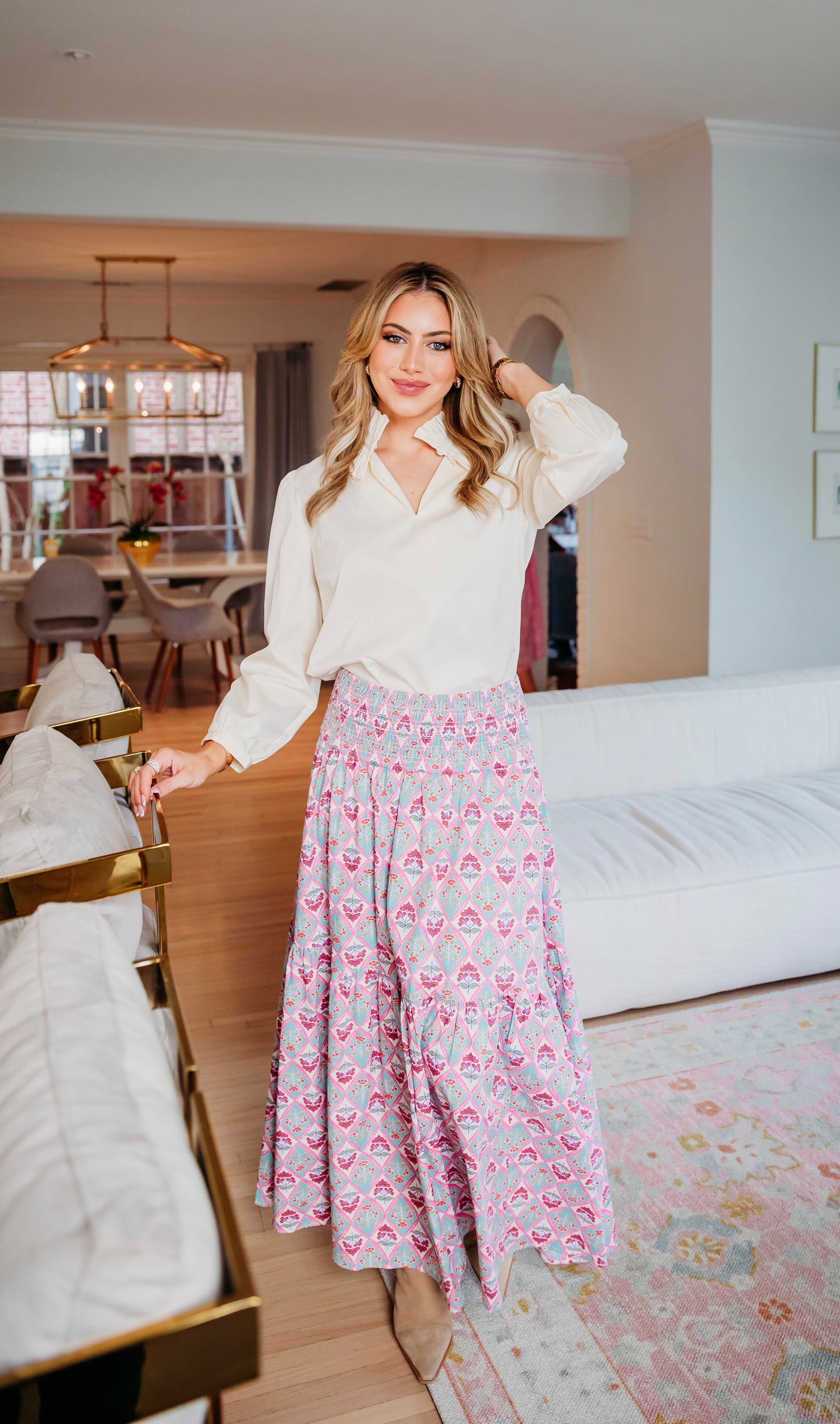 Paris Floral Smock Maxi Skirt by Karlie