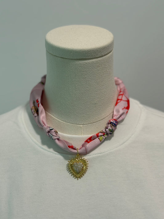 Scarf Charm Necklace - Single
Charm Pinky Coral + Pave Sparkle