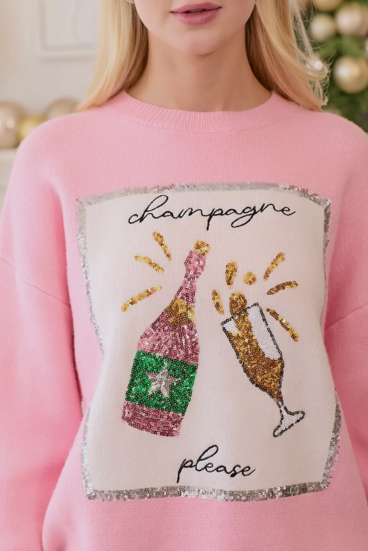 Pretty in Pink Sparkling Champs Sweater