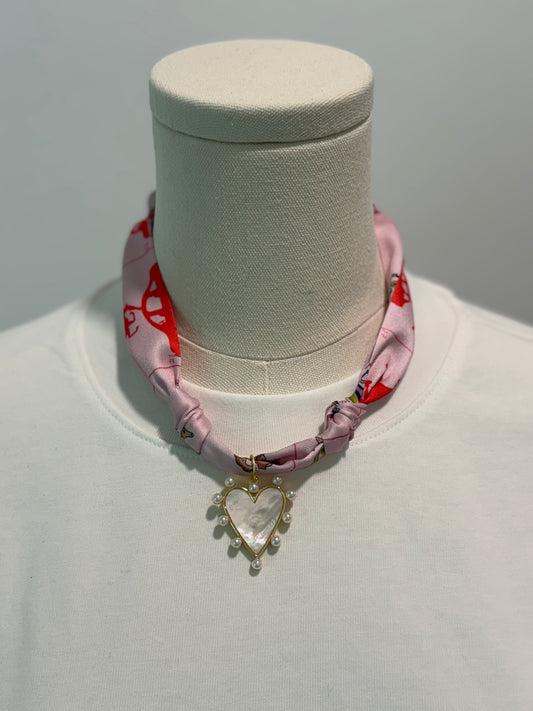 Scarf Charm Necklace - Single
Charm Pinky Coral + Pearlescent Heart