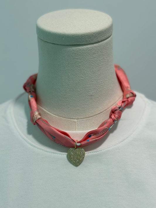 Scarf Charm Necklace - Single
Charm Sunset Pink + Pave