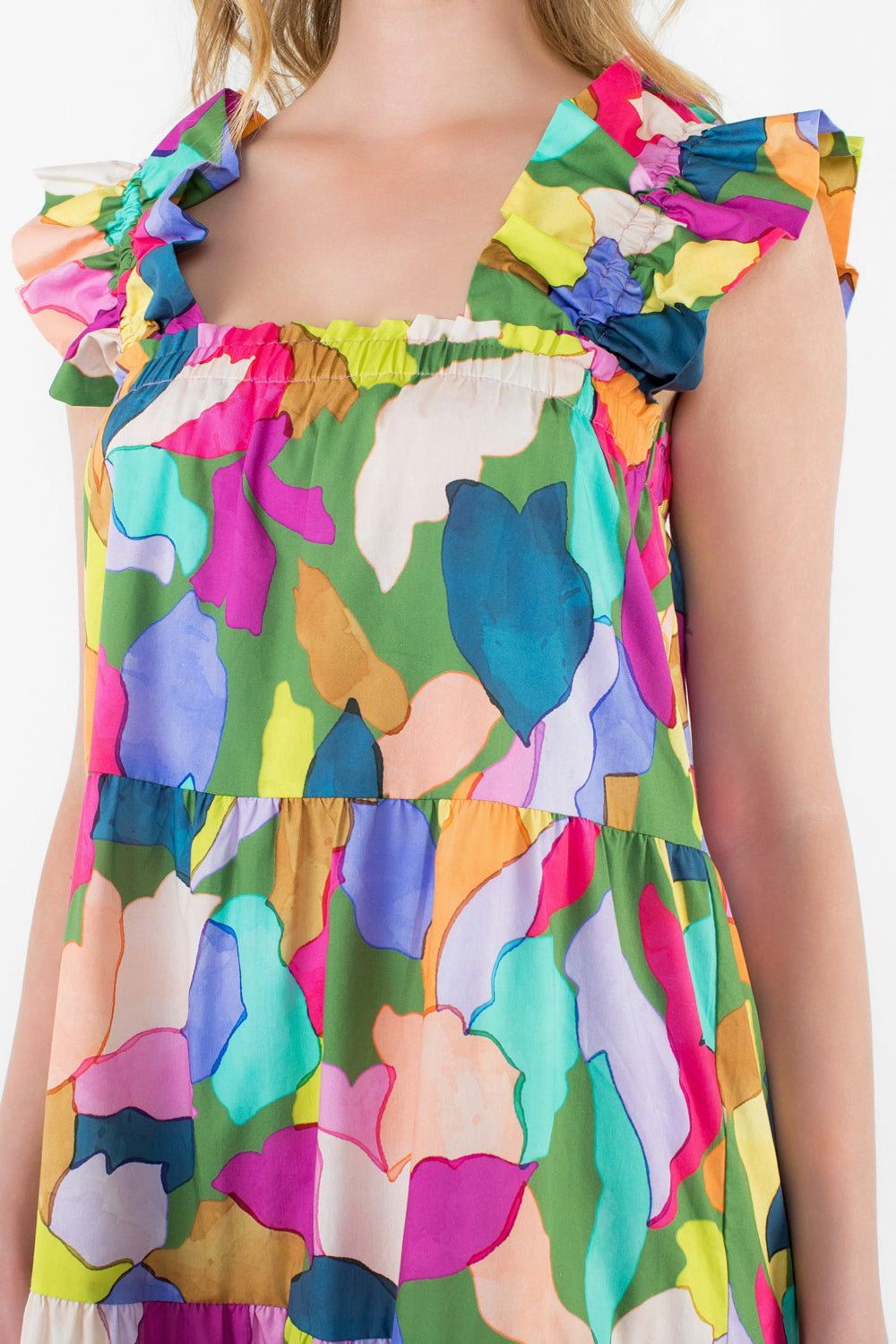 THML Watercolor Ruffle Tank Dress