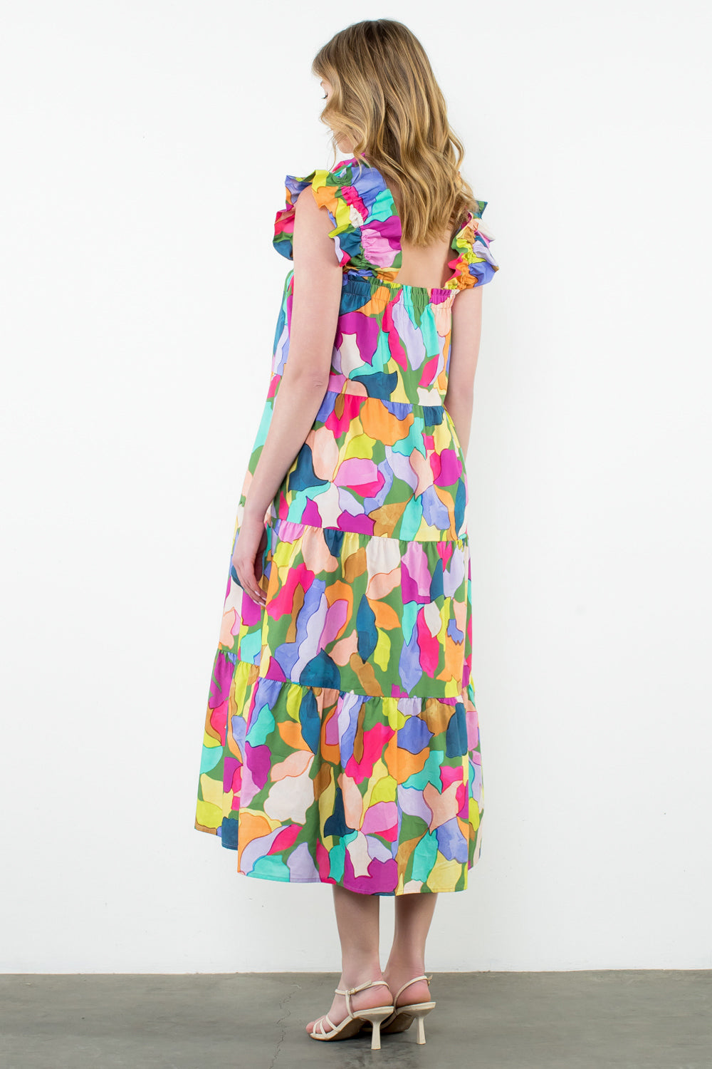 THML Watercolor Ruffle Tank Dress