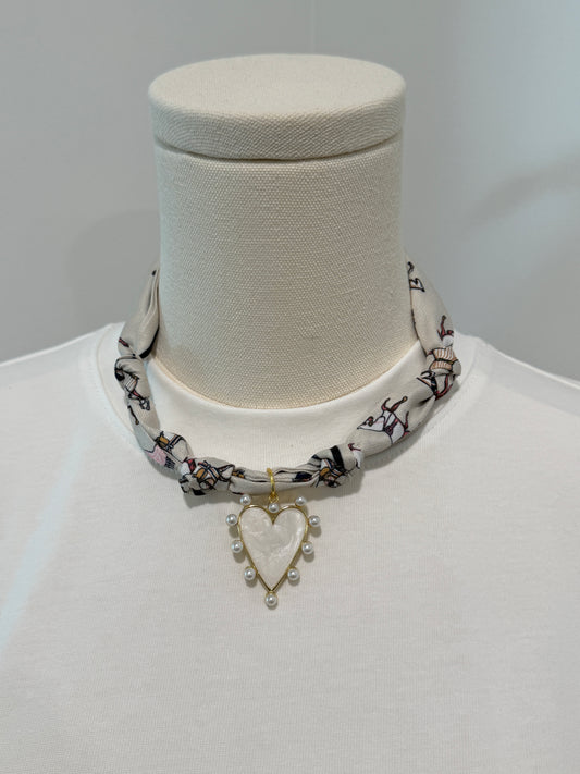 Scarf Charm Necklace - Classic Equestrian Neutral