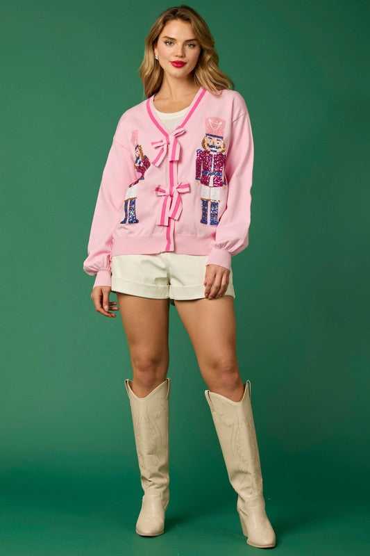 Christmas Cardigan with Bow Detail