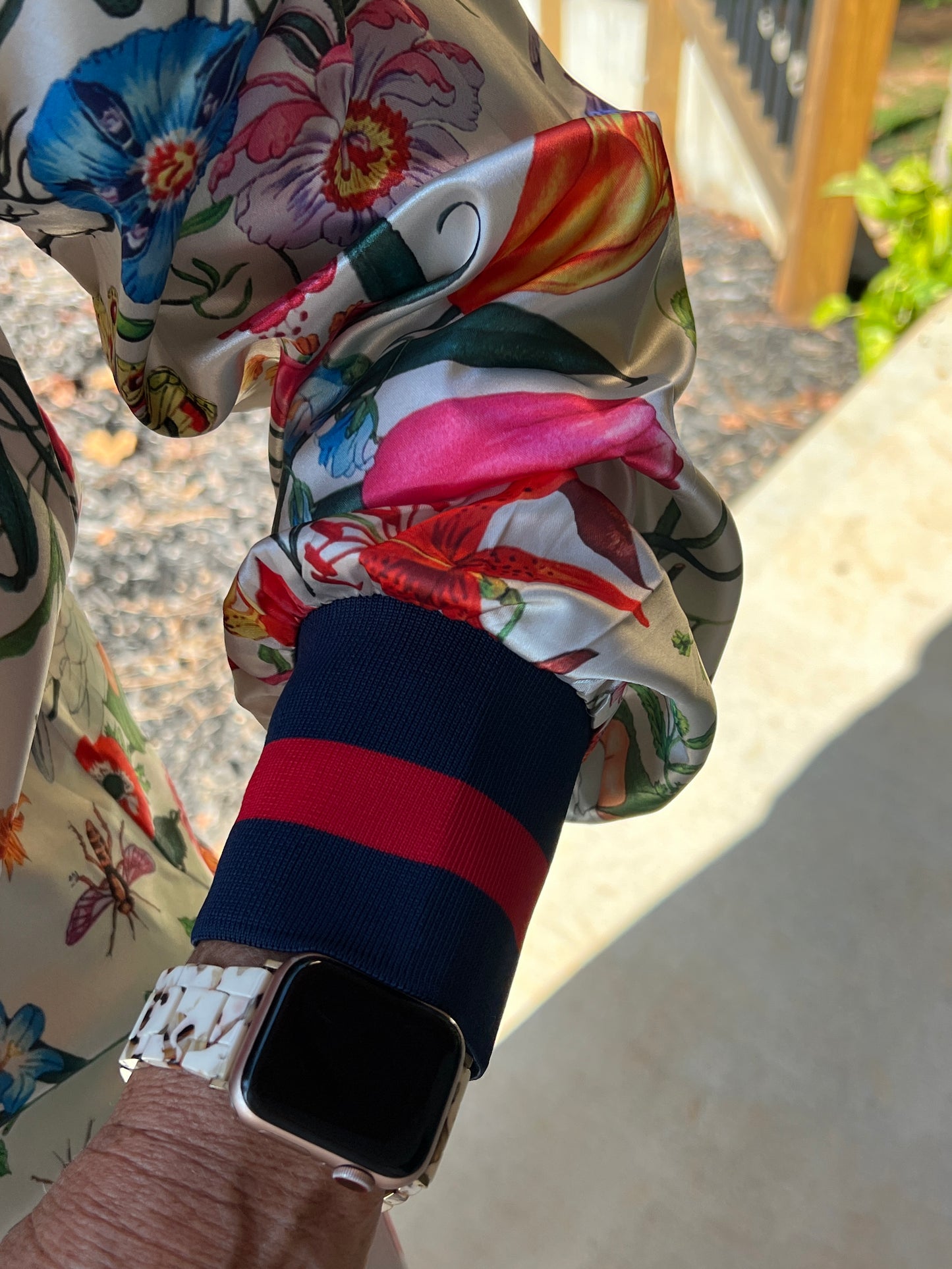 Floral Printed Set with Stripe Hem Detail