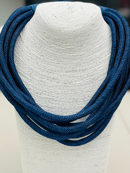 Slub 8-Strand Necklace - Navy