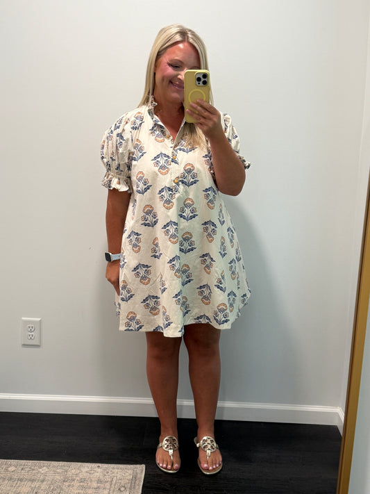 Vintage Floral Pleat Sleeve Tie Back Dress by Karlie