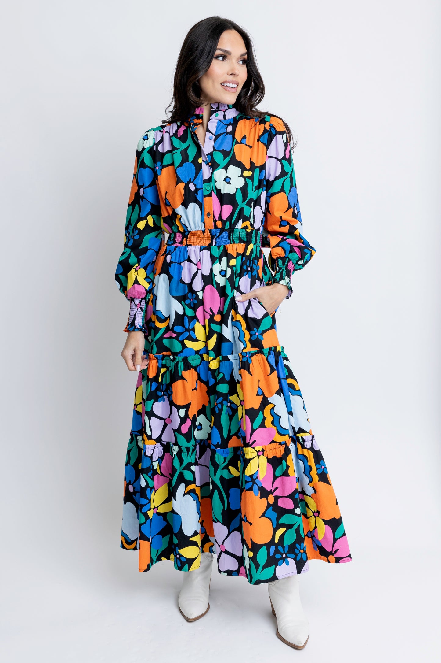 Floral Poplin Maxi Dress