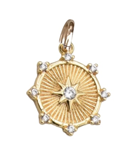 Etched Starburst Compass Charm