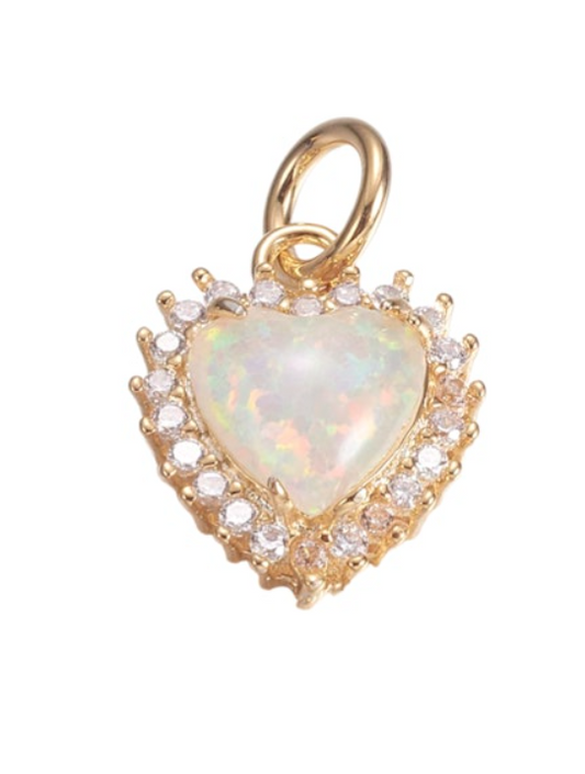 Opal Heart Charm