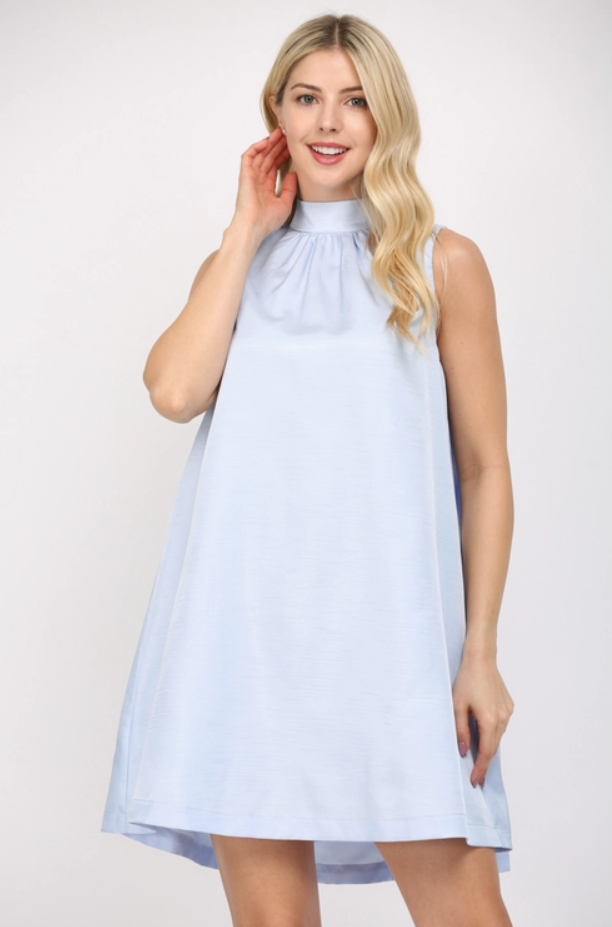 Pearly Powder Blue Bow Dress