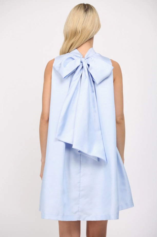 Pearly Powder Blue Bow Dress