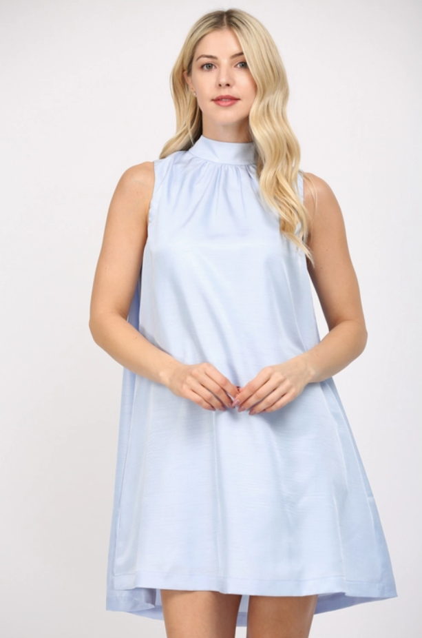 Pearly Powder Blue Bow Dress