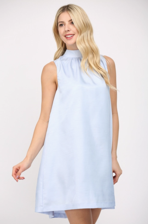 Pearly Powder Blue Bow Dress
