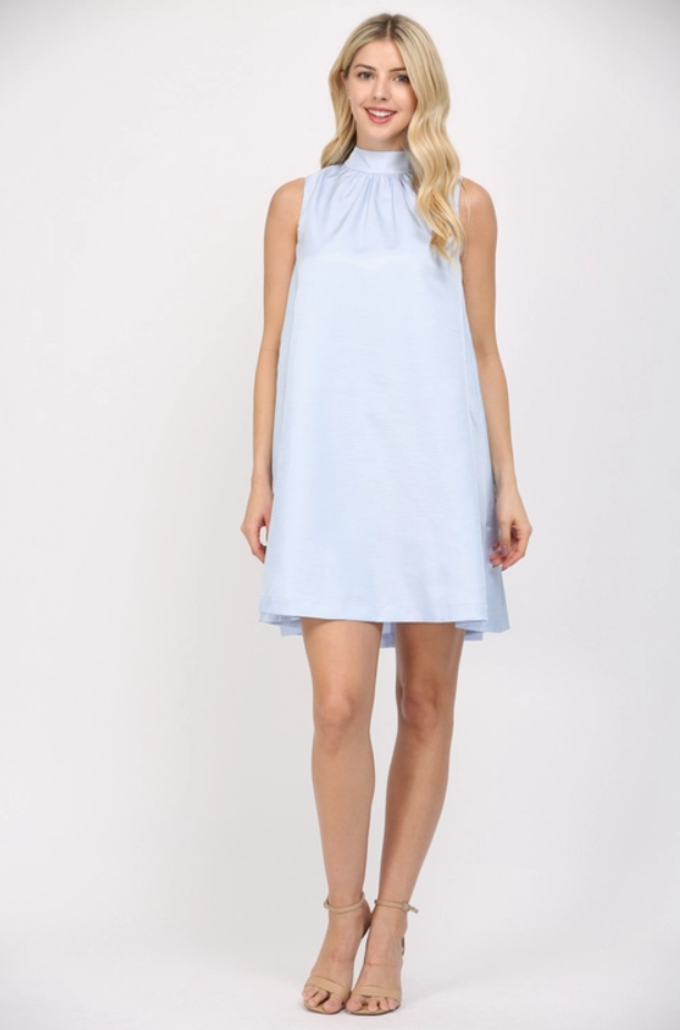 Pearly Powder Blue Bow Dress
