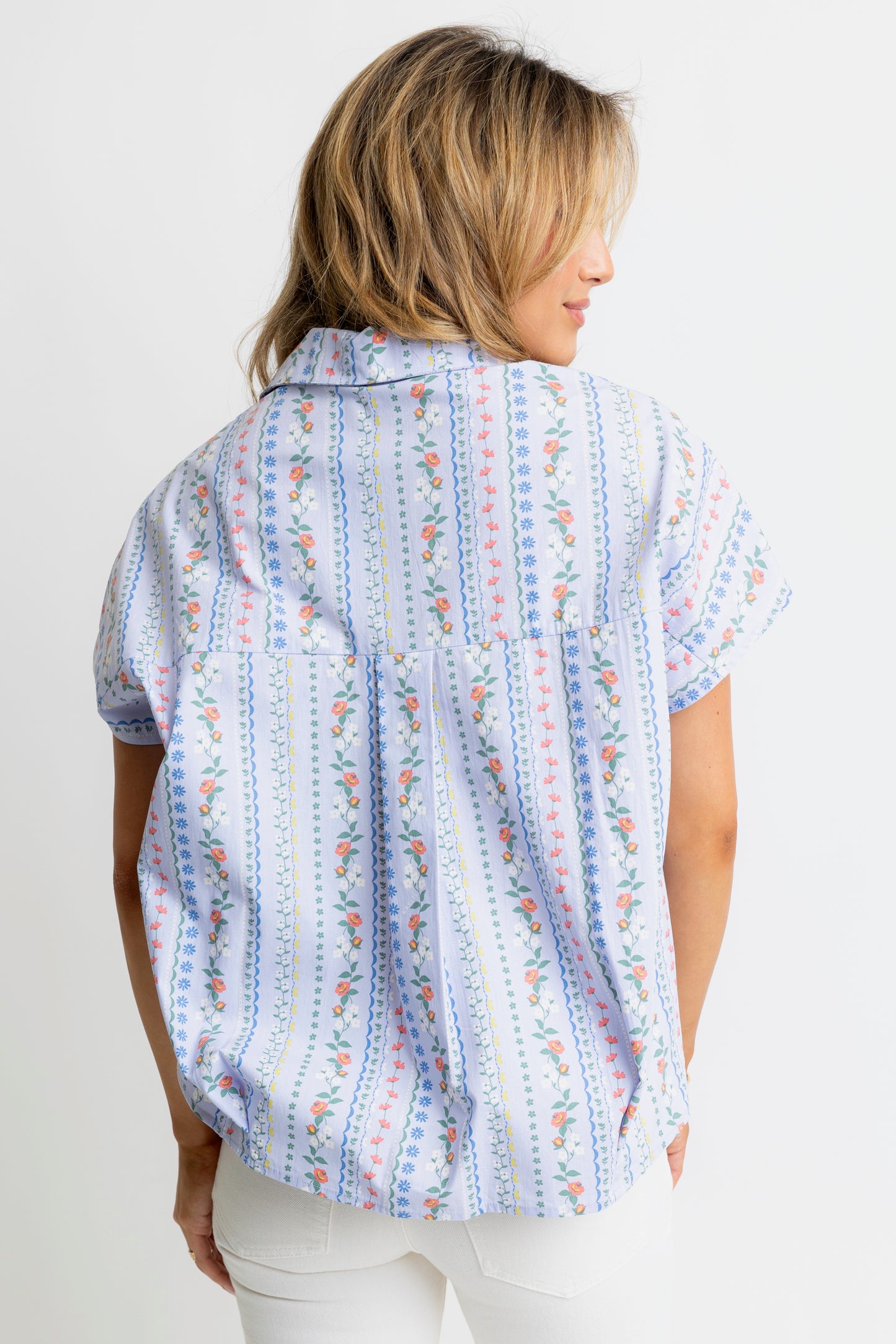 Floral French Vine Classic VNeck Collar Top by Karlie
