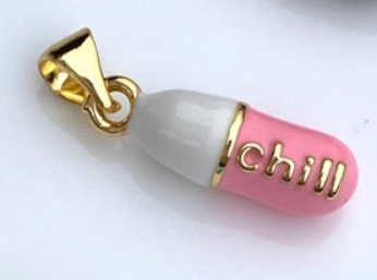 Pink and White Enamel Chill Pill Charm