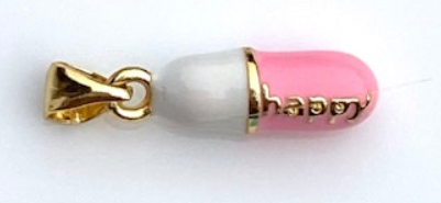 Pink and White Enamel Happy Pill