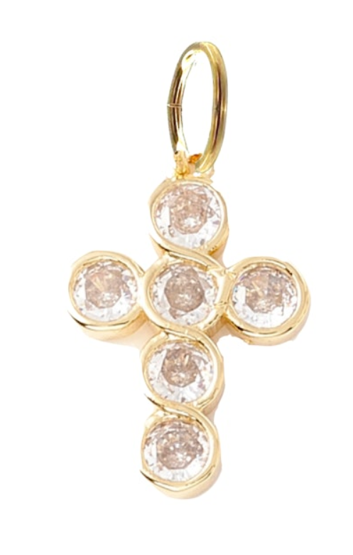 Round Stone Cross Charm