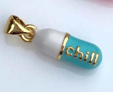 Turquoise and White Enamel Chill Pill Charm