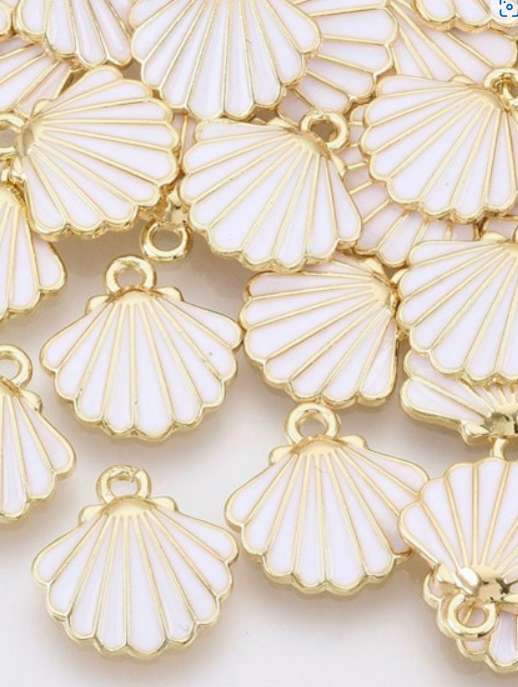 White Enamel Shell Charm