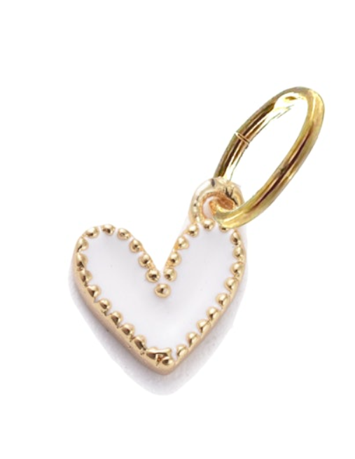 White Enamel Mini Heart Charm