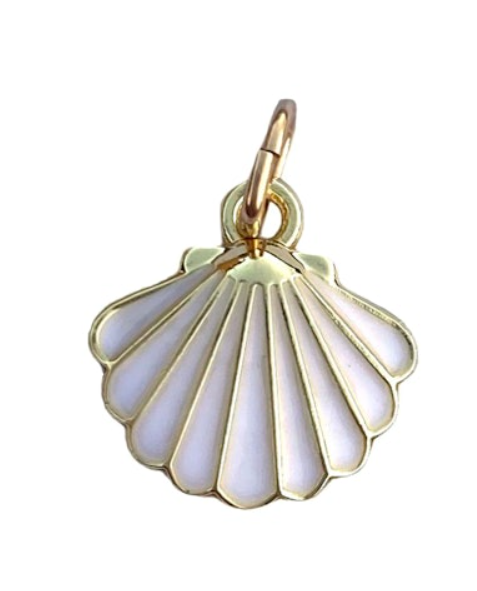 White Enamel Shell Charm